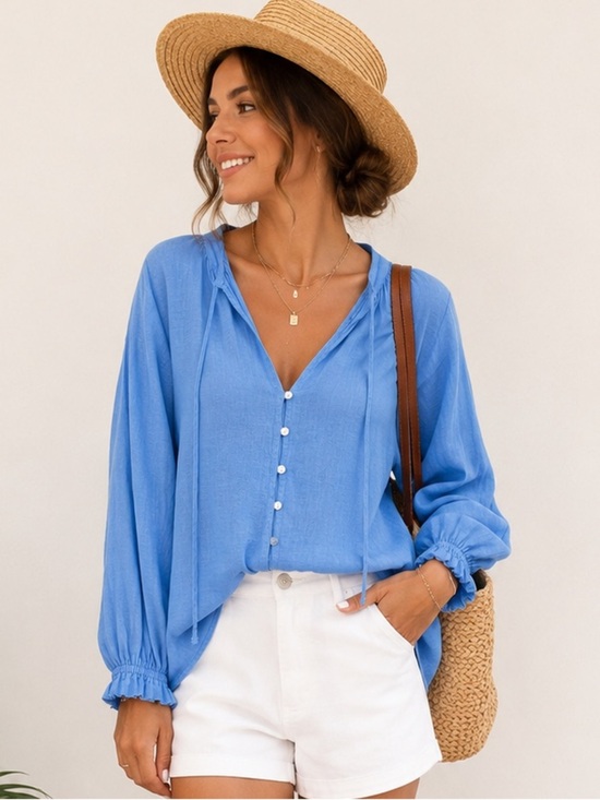Tops - 🌿 Bella Dahl 100% Linen Blouse | Size Small | Sky Blue 🌿